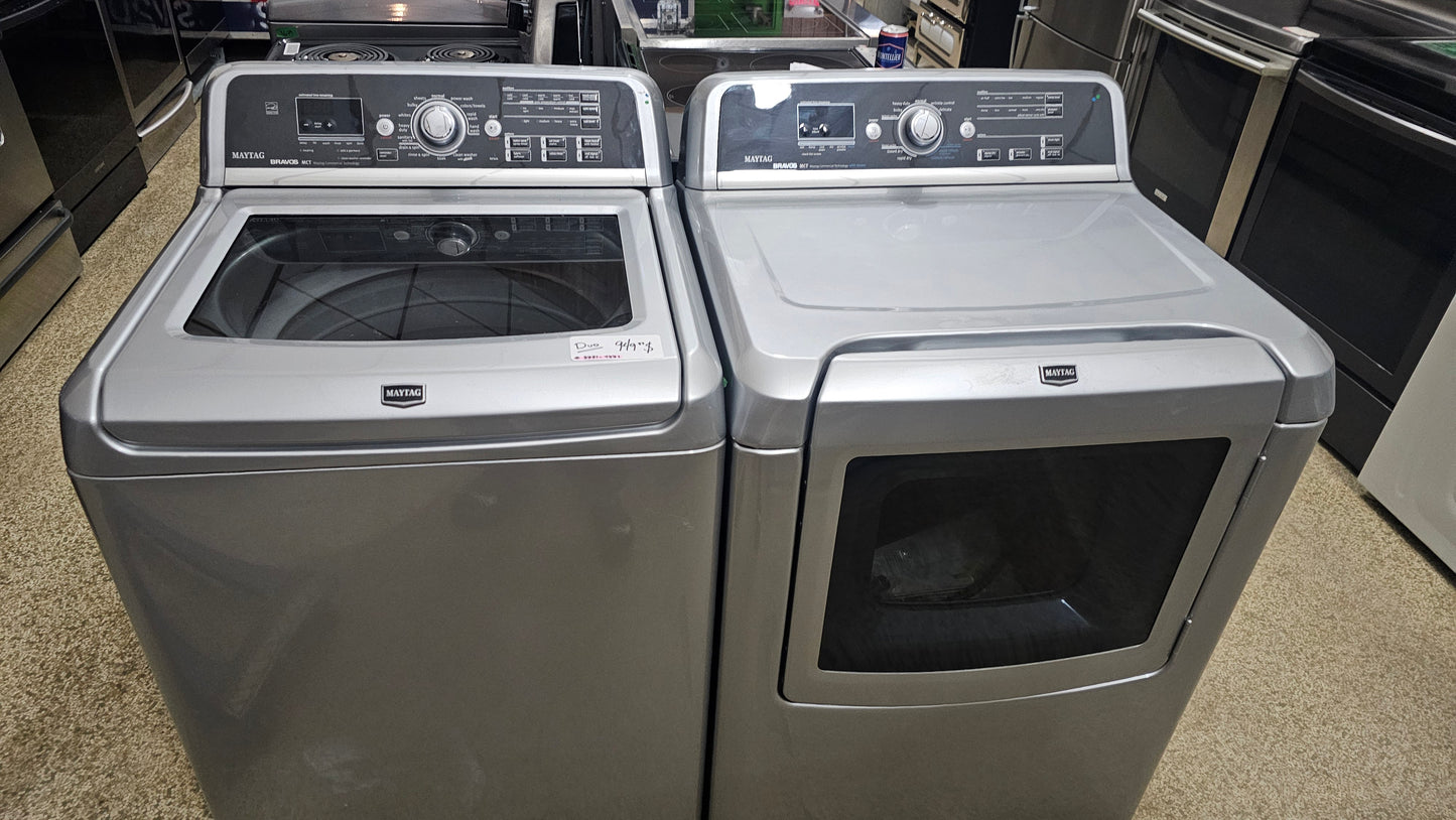 Laveuse Maytag à charge par le dessus et Sécheuse Ensemble – Gris