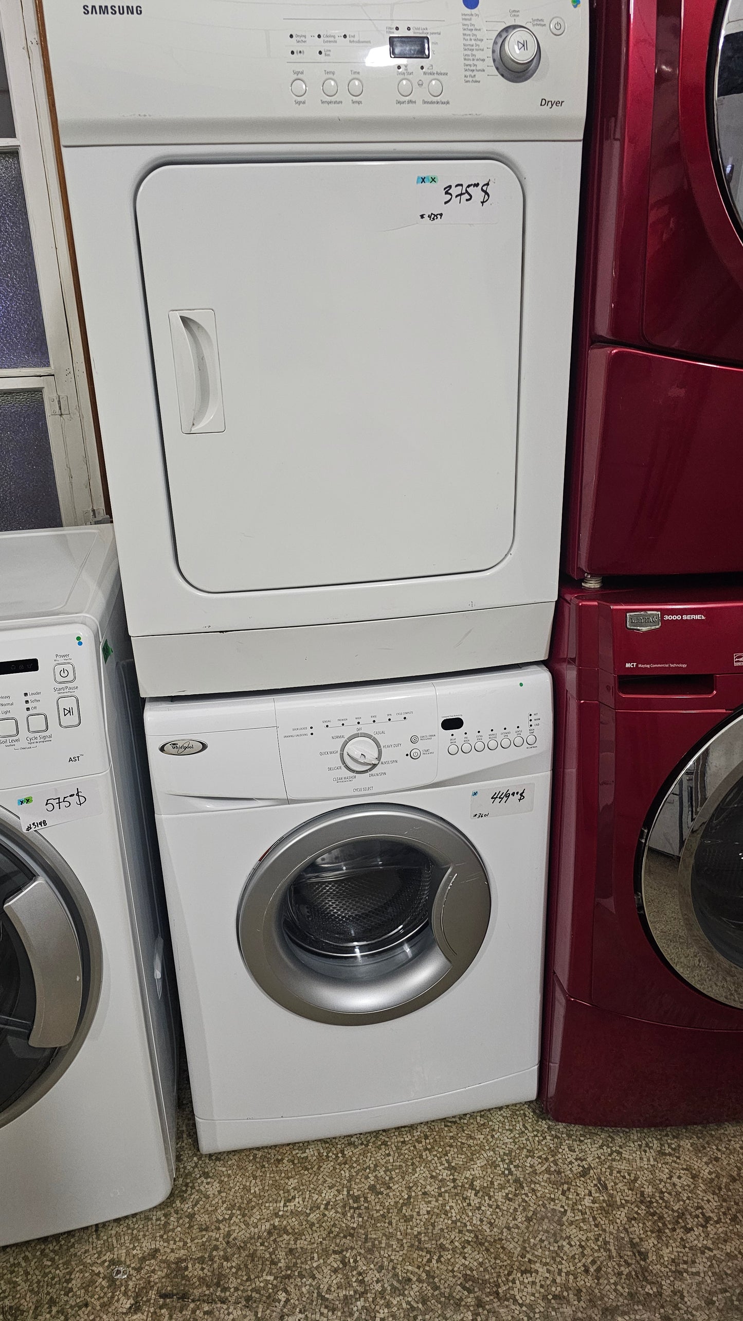 24-Inch Appliance Set – Fridge, Stove, Washer & Dryer (White, Used)