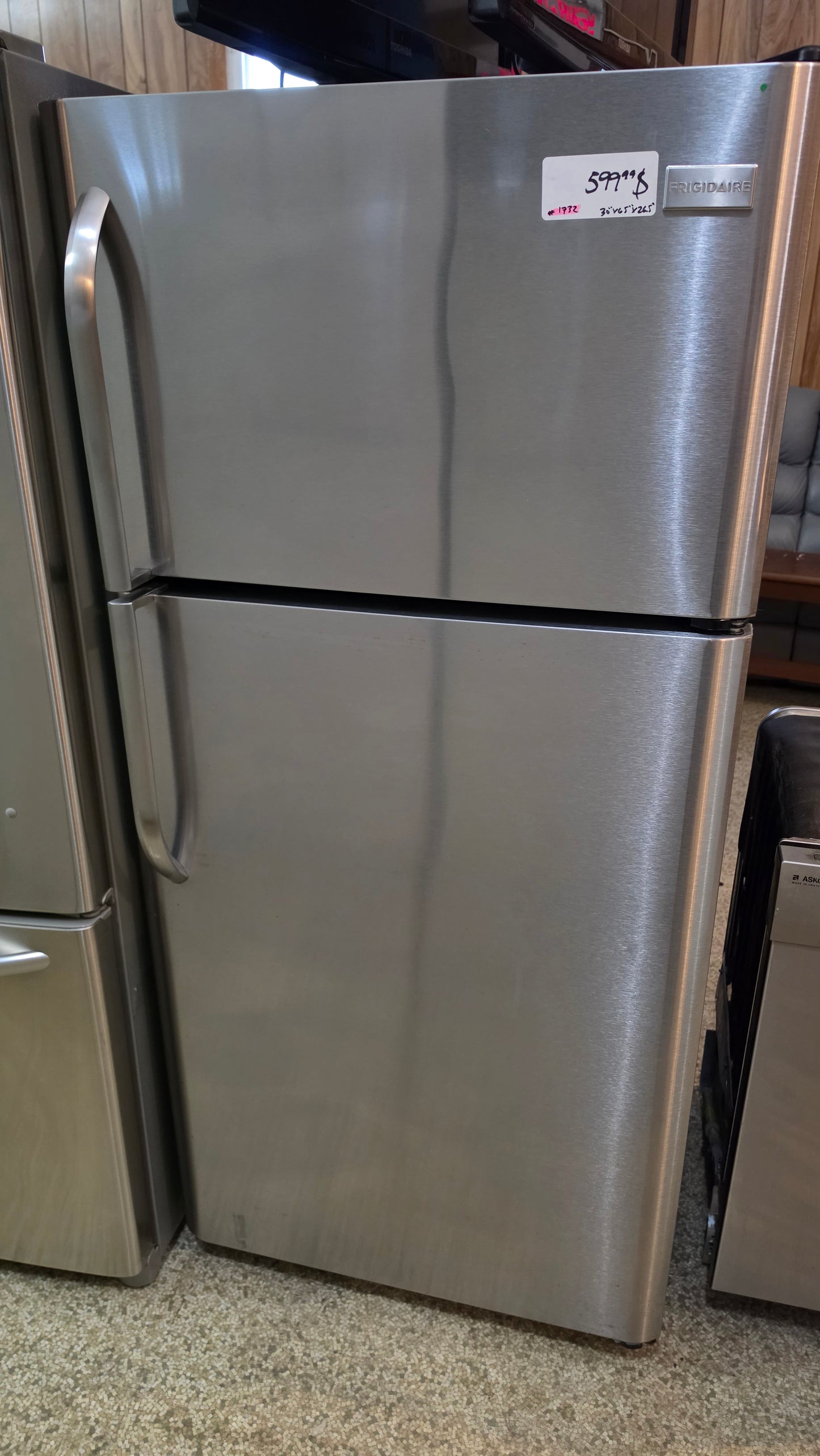 Frigidaire refrigerator 30"X65"X26.5" - stainless SKU#1732