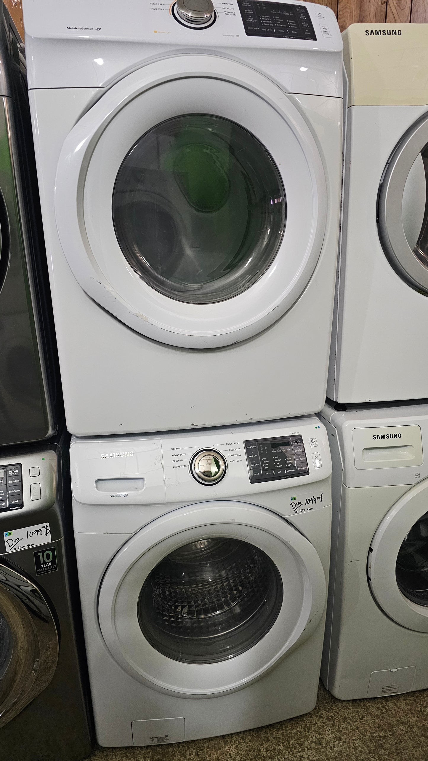 Samsung front load washer and dryer sets - white SKU#3670-4670