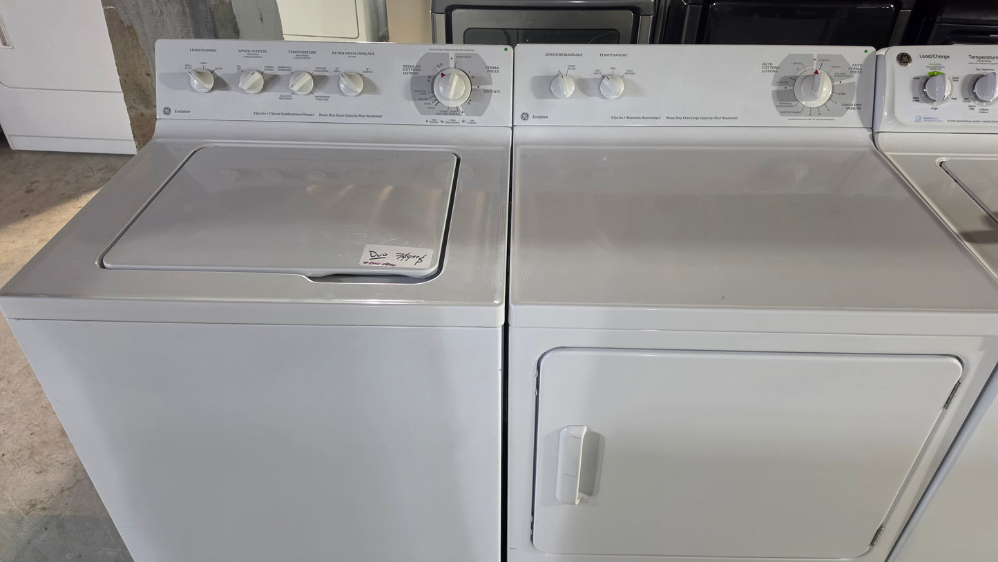 GE Top Load Washer & Dryer Set White product photo