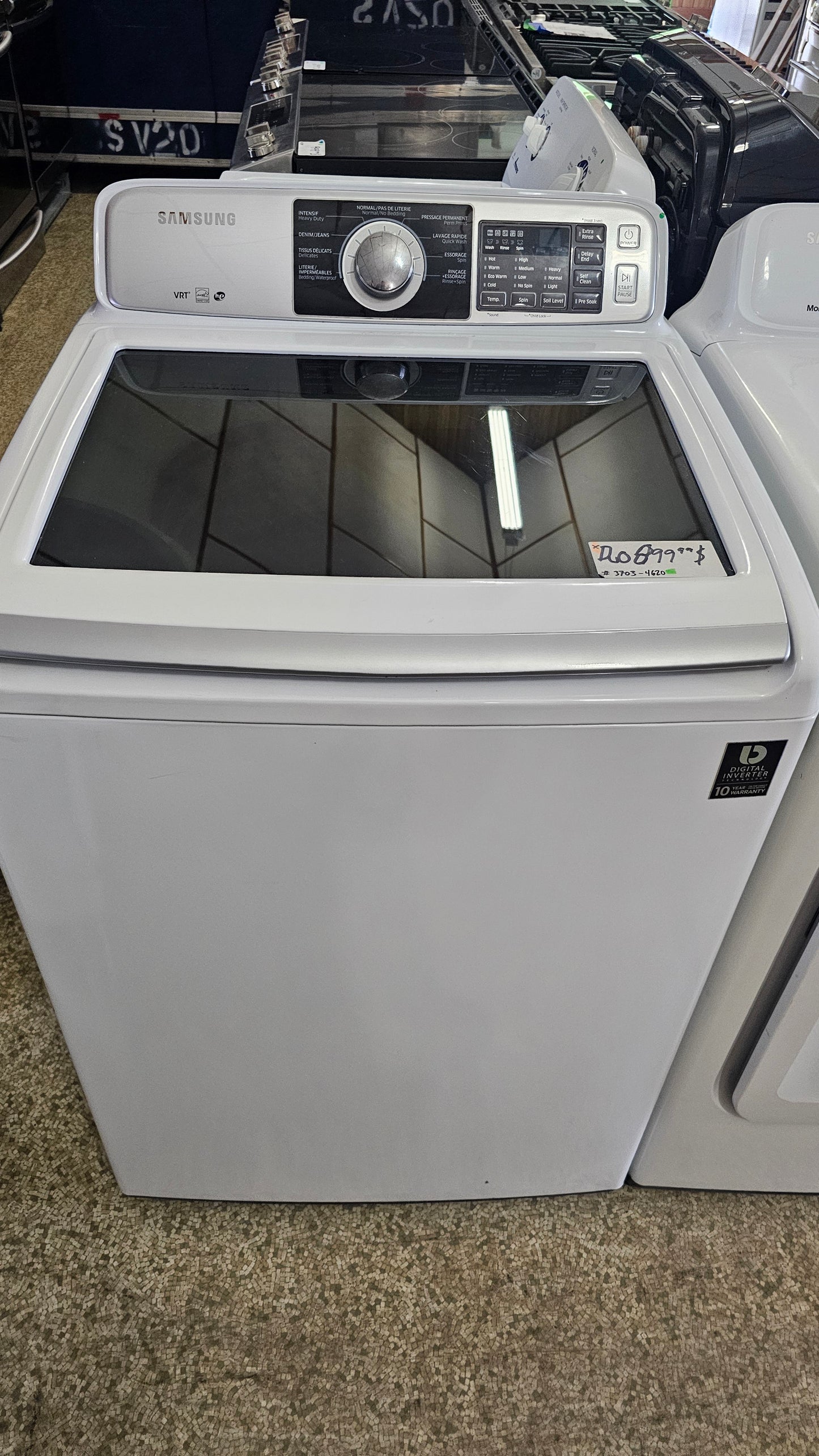 Laveuse-sécheuse Samsung Duo à chargement supérieur – blanche