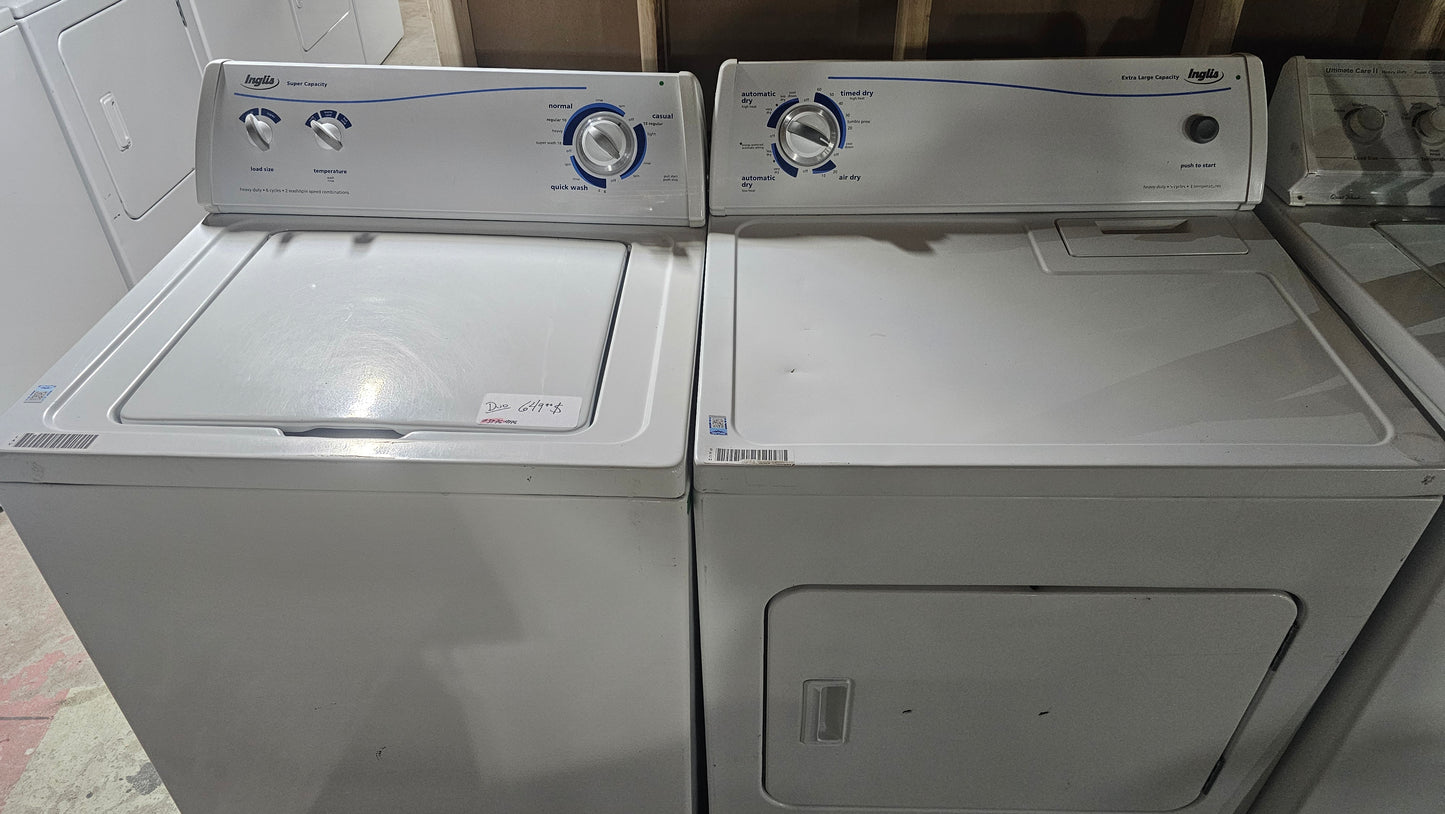 Machine à laver à chargement supérieur Inglis et Sécheuse Ensemble – Blanc