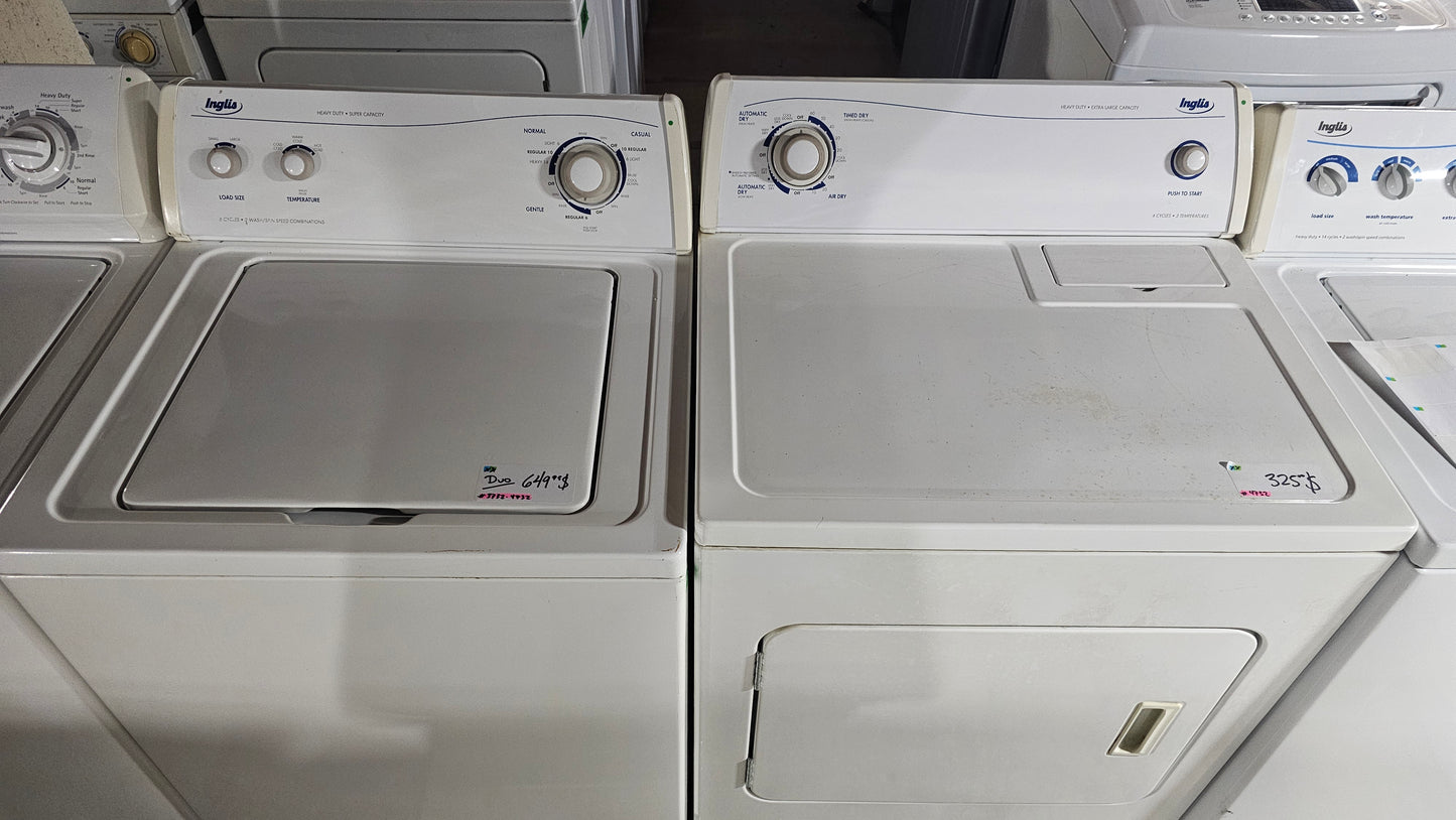 Machine à laver à chargement supérieur Inglis et Sécheuse Ensemble – Blanc