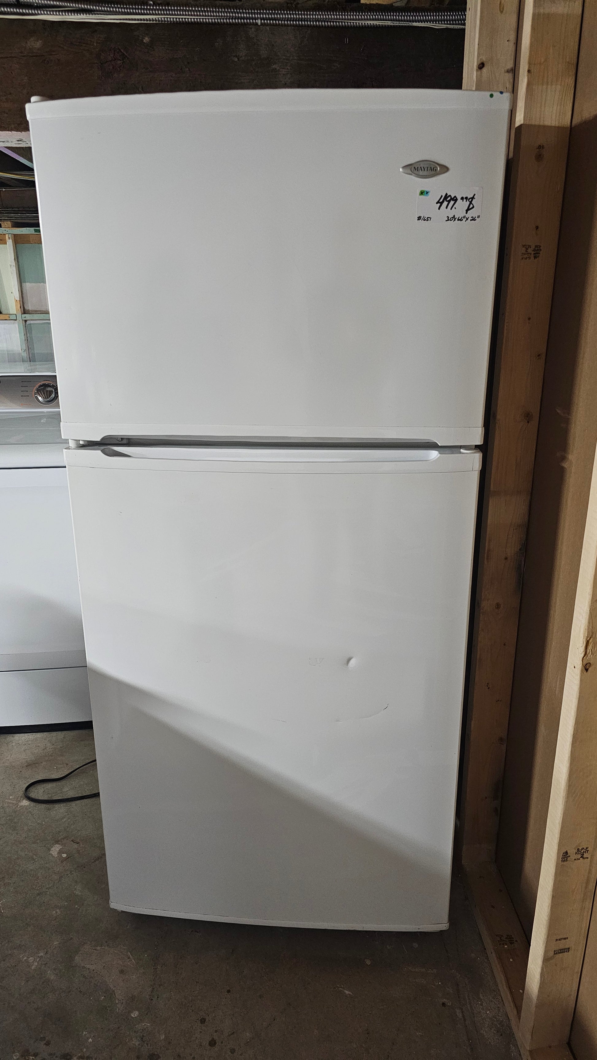 Réfrigérateur blanc Maytag, appareil usagé, inspecté